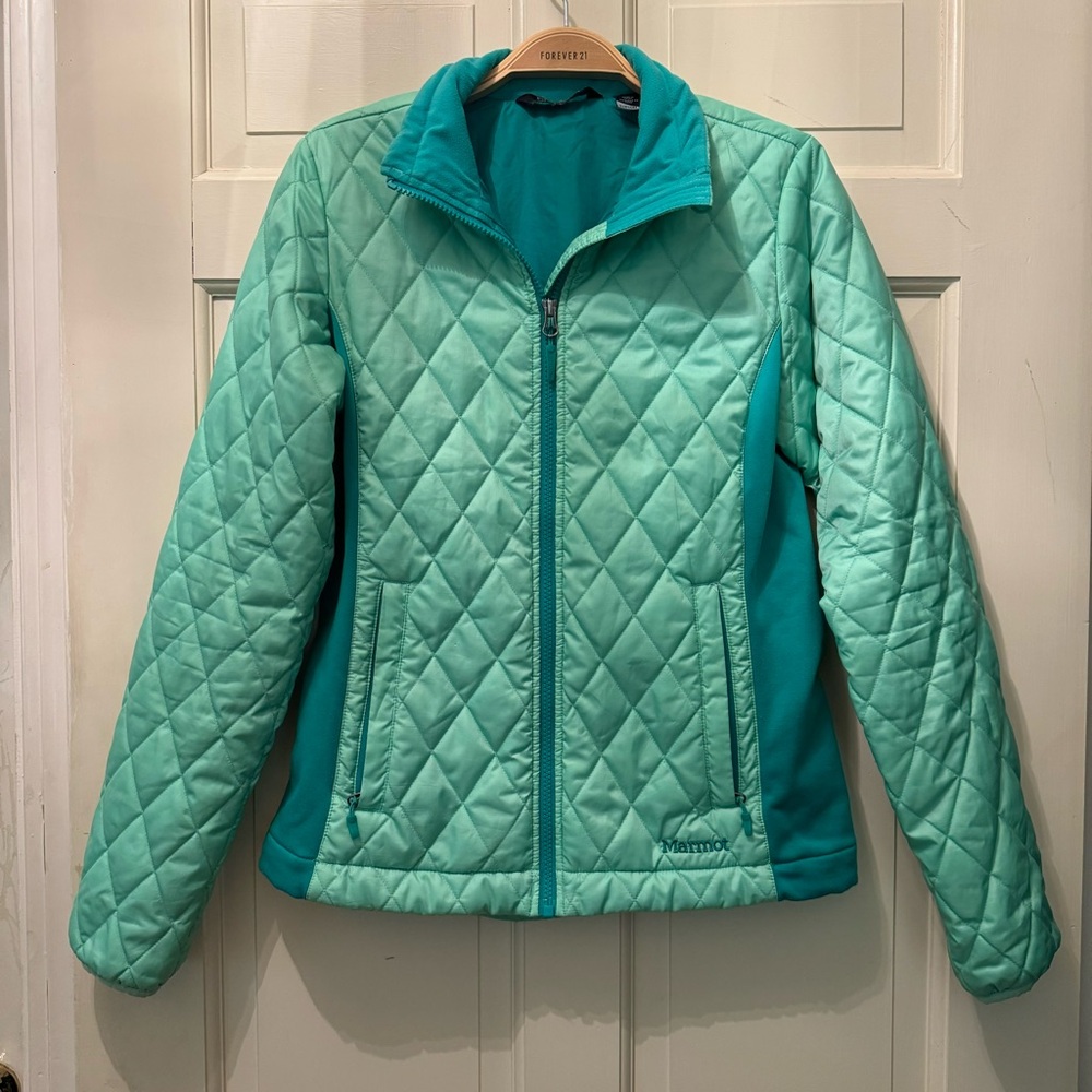 Women’s Marmot Blue Green Puffer Coat Size Small